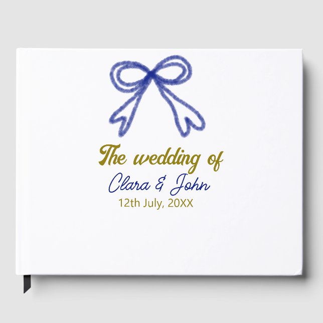 Libro De Visitas La boda de oro azul marino arco pareja nombre  (Anverso)