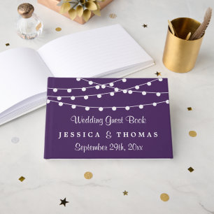Libro De Visitas La Cadena Se Ilumina En La Colección Boda Púrpura