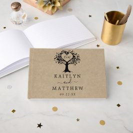 Libro De Visitas La colección de Bodas de Árboles del Corazón Rústi