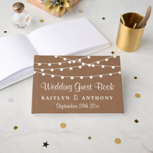 Libro De Visitas La colección de Bodas Rustic Kraft Lights
