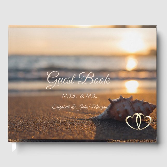 Libro De Visitas La concha de sol de la boda de la playa (Anverso)