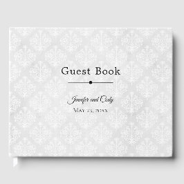 Libro De Visitas La Damasco Blanca Personaliza Elegante