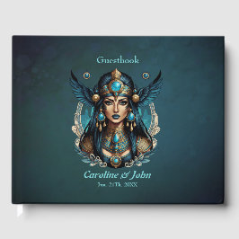 Libro De Visitas La diosa egipcia Isis en colores azules.