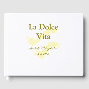 Libro De Visitas La Dolce Vita pareja de bodas amarillos Nombre fec