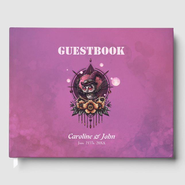 Libro De Visitas La lechuza Steampunk: guardiana de secretos. (Anverso)