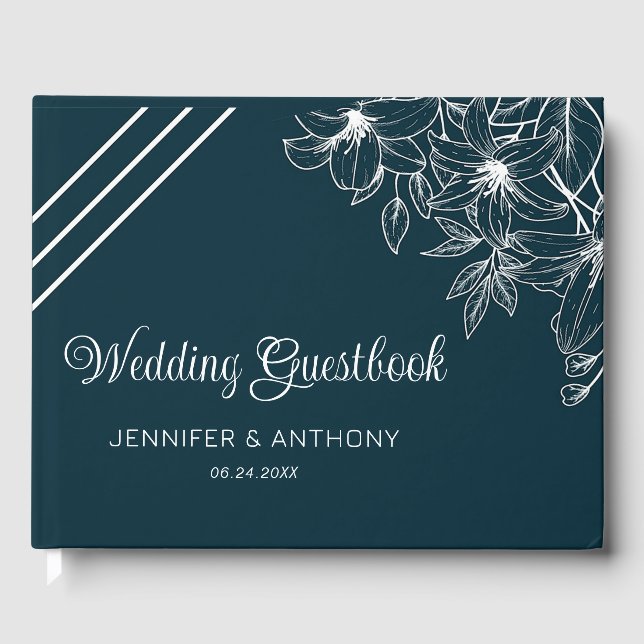 Libro De Visitas La mano de los lirios blancos dibujada (Anverso)