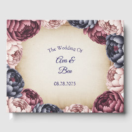 Libro De Visitas La Marina Borgoña y la floral Boda Peony de Rubor