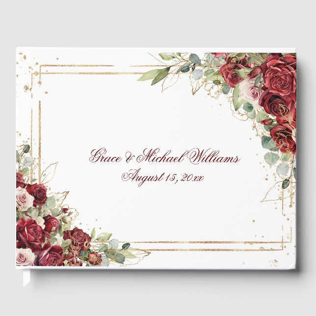 Libro De Visitas La recepción de la boda rosa roja de la novia ruid (Anverso)