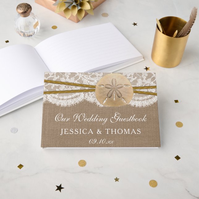 Libro De Visitas La Rustic Sand Dollar Beach Wedding (Anverso Abierto)