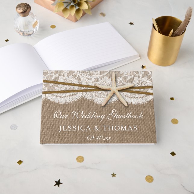 Libro De Visitas La Rustic Starfish Beach Wedding (Anverso Abierto)
