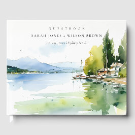 Libro De Visitas Lake Geneva Switzerland Watercolor Scape Wedding