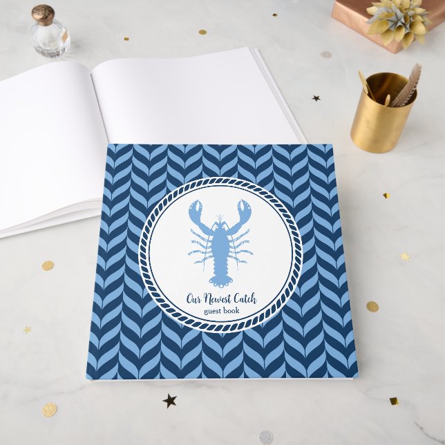 Libro De Visitas Langosta azul náutico costero  (Anverso Abierto)