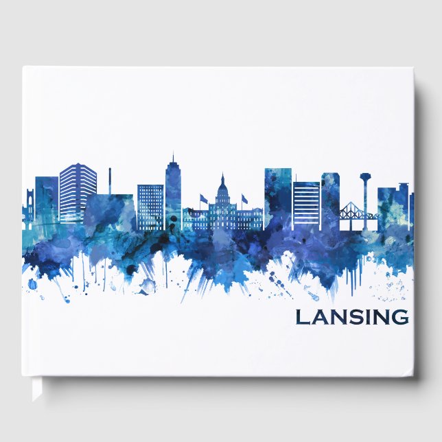 Libro De Visitas Lansing Michigan Skyline Blue (Anverso)