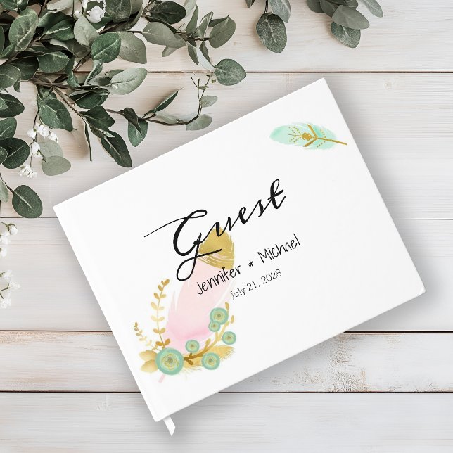 Libro De Visitas Las plumas de oro y rosado del Boho (Subido por el creador)