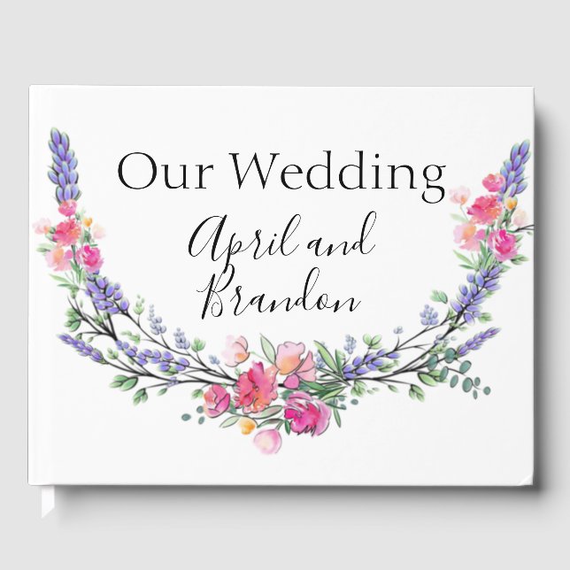 Libro De Visitas Lavanda acuática Rosa salvaje rosa y eucalipto (Anverso)