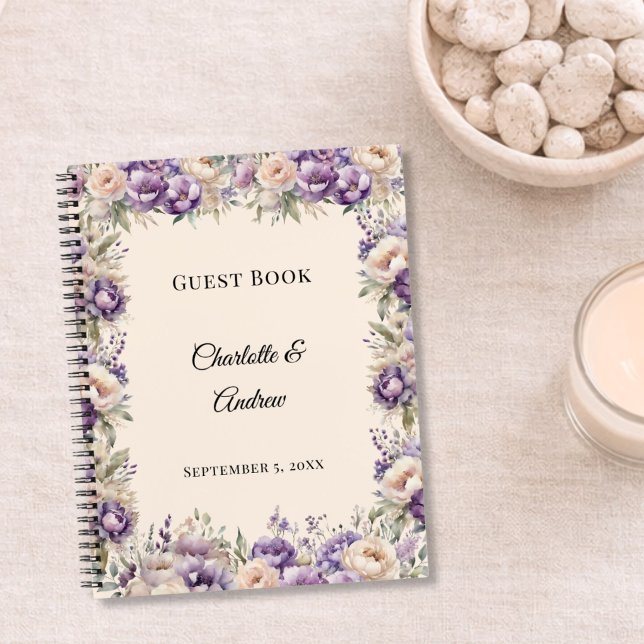 Libro de visitas lavanda champán floral boda (Subido por el creador)
