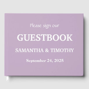 Libro De Visitas Lavanda Lilac morada Boda Minimalista moderno