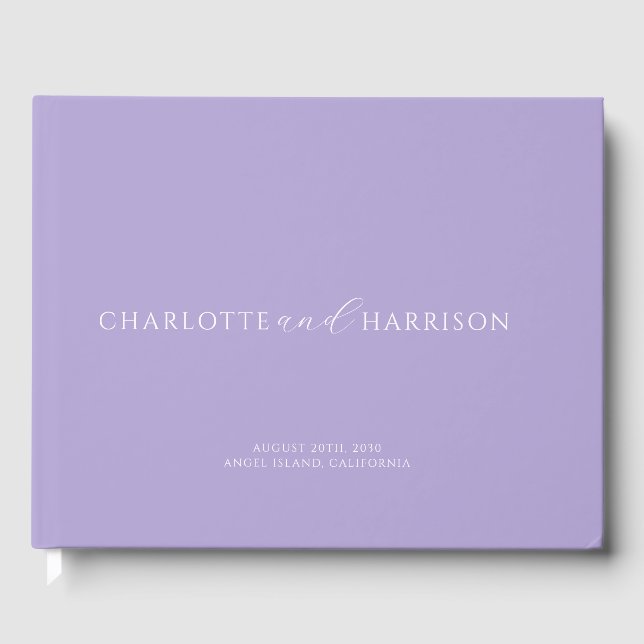Libro De Visitas Lavanda monograma Boda personalizada (Anverso)