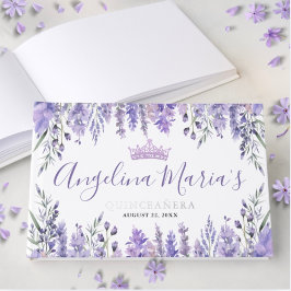 Libro De Visitas Lavender Floral Purple Quinceanera