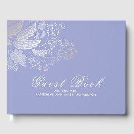 Libro De Visitas Lavender Foliage Purple y Gold Elegante Boda