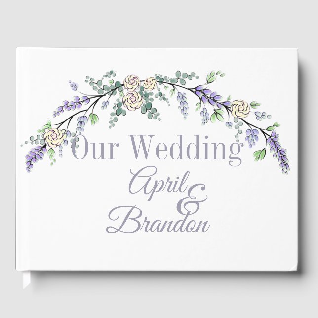 Libro De Visitas Lavender Ivory Rosa y Eucalyptus (Anverso)