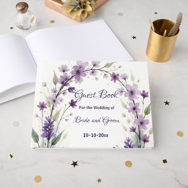 Libro De Visitas Lavender & Lilac Floral Arch (Anverso Abierto)
