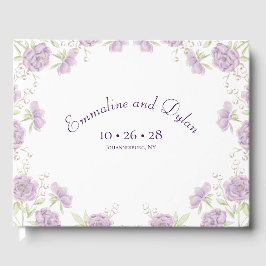 Libro De Visitas Lavender Purple Rose Wedding