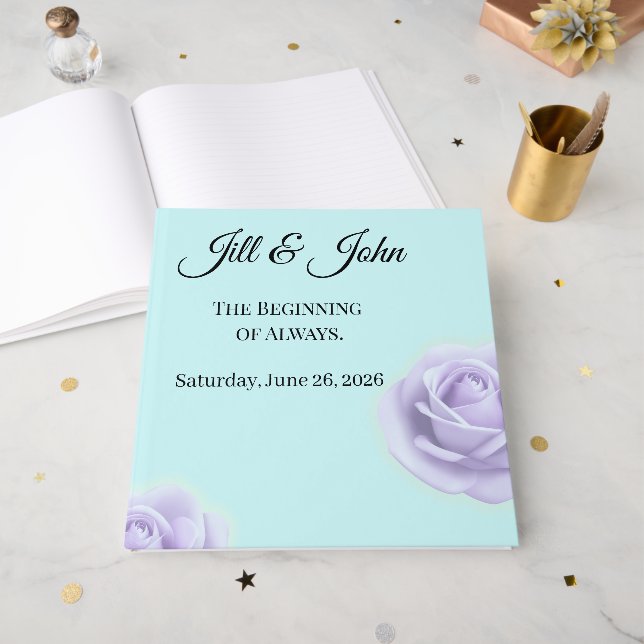 Libro De Visitas Lavender Rose Wedding Guest Book (Anverso Abierto)