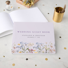Libro De Visitas Lavender Spring Wildflower Meadow Garden Wedding 