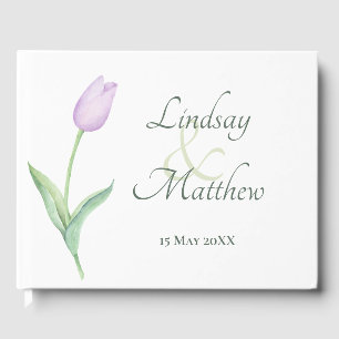 Libro De Visitas Lavender Tulip Solo Boda moderno