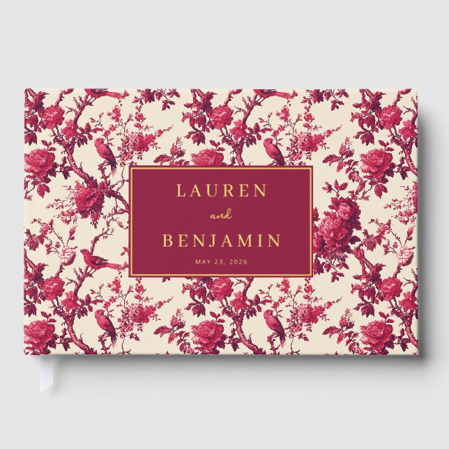 Libro De Visitas Lavish Crimson Blooms Wedding (Anverso)