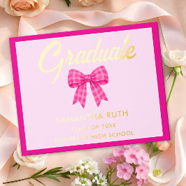 Libro De Visitas Lazo de gingham rosa brillante Fiesta de graduació
