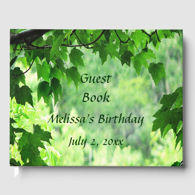 Libro De Visitas Leafy Green Birday Party Guest Book (Anverso)