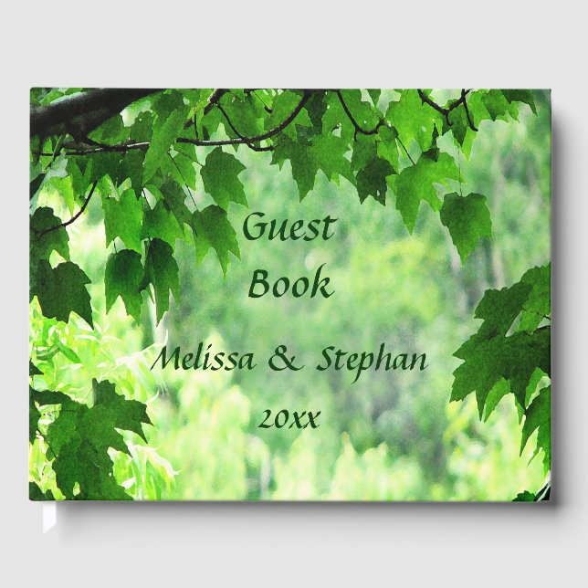 Libro De Visitas Leafy Green Boda Guest Book (Anverso)
