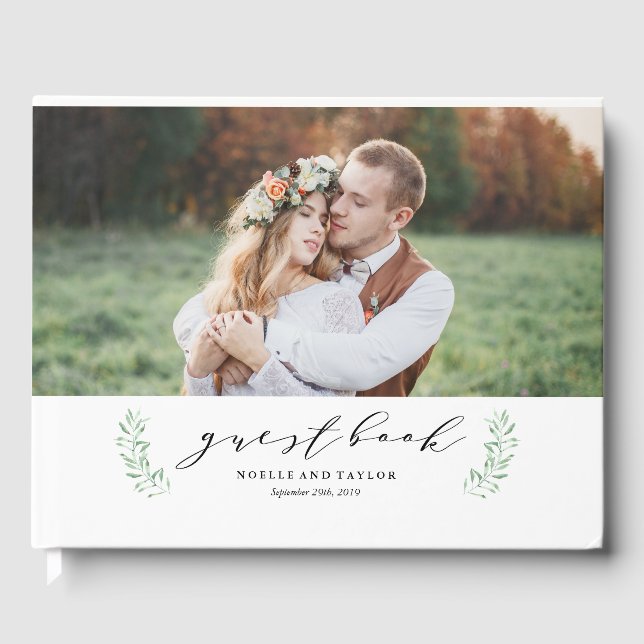 Libro De Visitas Leafy Photo Boda Guest Book (Anverso)