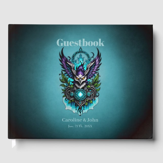 Libro De Visitas Lechuza con elementos mágicos. (Anverso)