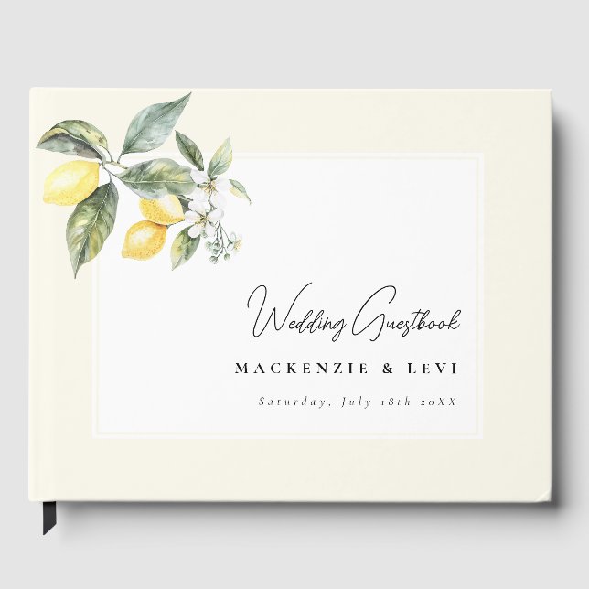 Libro De Visitas Lemon Garden Butter Yellow Boda Guest Book (Anverso)