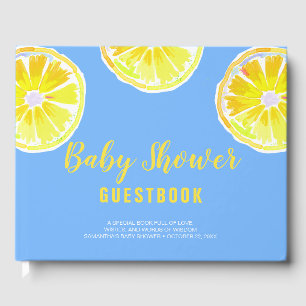 Libro De Visitas Lemon Slices Watercolor Baby Shower Blue