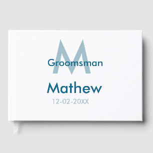 Libro De Visitas Letra azul marino groomsman fecha masculina por