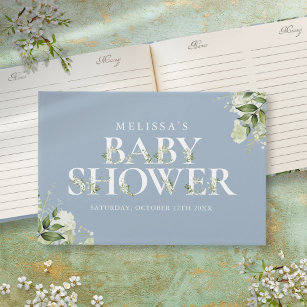 Libro De Visitas Letra verde dusty azul Baby Shower