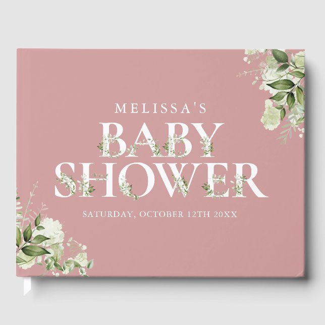 Libro De Visitas Letra verde Rosa  rosado Baby Shower (Anverso)