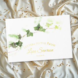 Libro De Visitas Letras de Acuarela de Hiedra Inglesa Verde para la