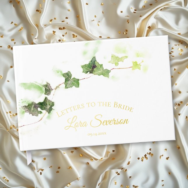 Libro De Visitas Letras de Acuarela de Hiedra Inglesa Verde para la (Subido por el creador)