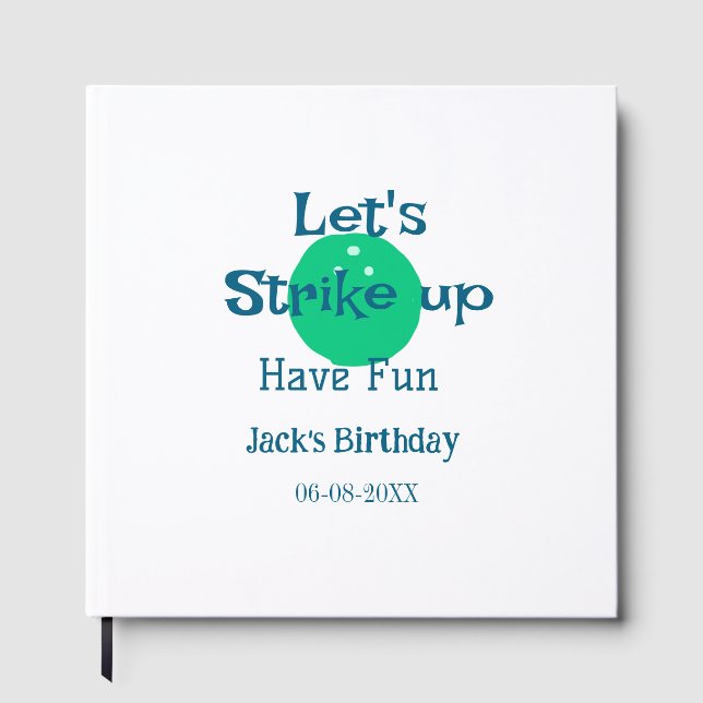 Libro De Visitas Let's strike up have fun green ball birthday name  (Anverso)