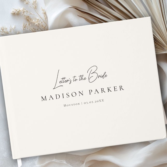Libro De Visitas Letters to the Bride Beige Bridal Shower (Letters to the Bride Beige Bridal Shower Custom Guest Book)