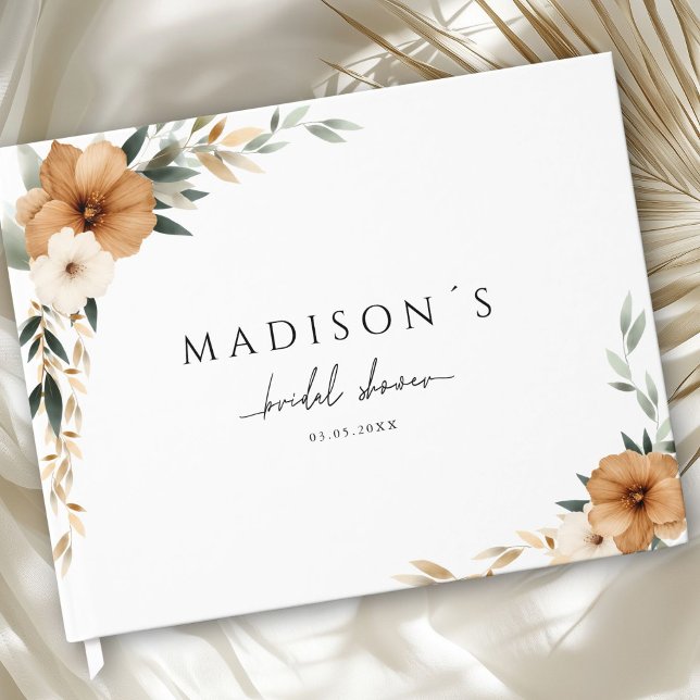 Libro De Visitas Letters to the Bride - Boho Bridal Shower (Letters to the Bride! Custom Elegant Modern Copper & Earthy Botanical Bridal Shower Guest Book.)