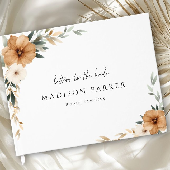 Libro De Visitas Letters to the Bride! Boho Bridal Shower (Letters to the Bride! Custom Elegant Modern Copper & Earthy Botanical Bridal Shower Guest Book.)