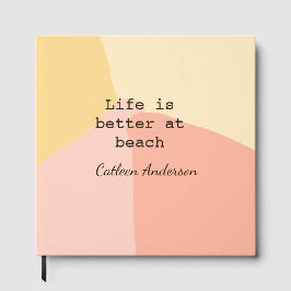 Libro De Visitas Life is better at beach yellow orange boho rustic