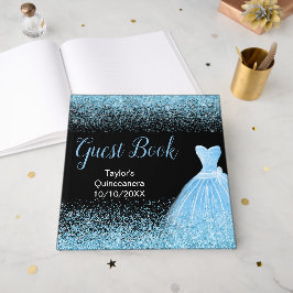 Libro De Visitas Light Blue Dress Faux Glitter Quinceanera