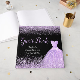 Libro De Visitas Light Purple Dress Faux Glitter Sweet 16 Birthday